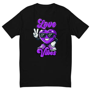 Love Vibes Cool design on a black men's fitted t-shirt, front view
