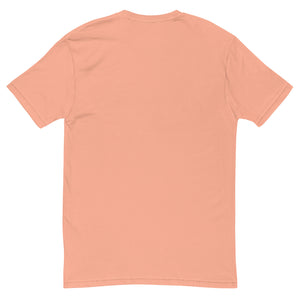 Love Vibes Cool design on a desert pink men's fitted t-shirt, back view