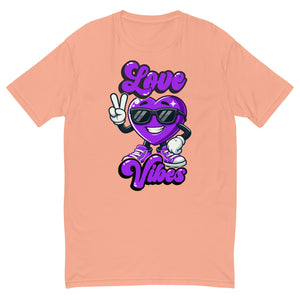 Love Vibes Cool design on a desert pink men's fitted t-shirt, front view