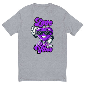 Love Vibes Cool design on a heather grey men's fitted t-shirt, front view