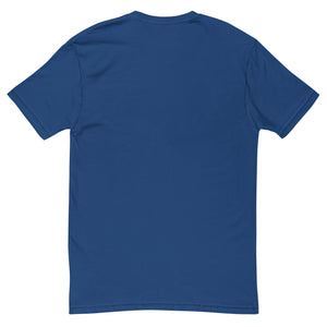 Love Vibes Cool design on a royal blue men's fitted t-shirt, back view