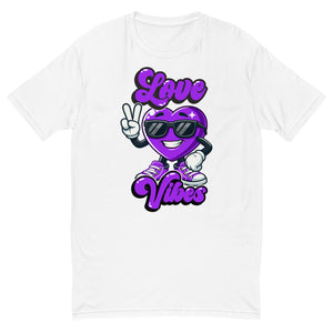 Love Vibes Cool design on a white men's fitted t-shirt, front view