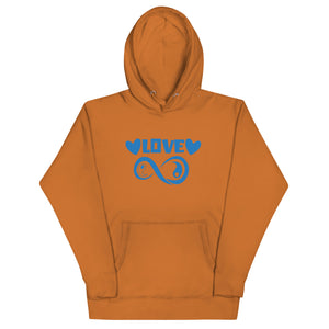 Infinite Love design on an adobe unisex hoodie, front view