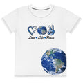 Harmony On Earth design on a white kids cotton crew neck t-shirt, front view