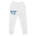 Infinite Love design on a white women's recycled joggers, front view