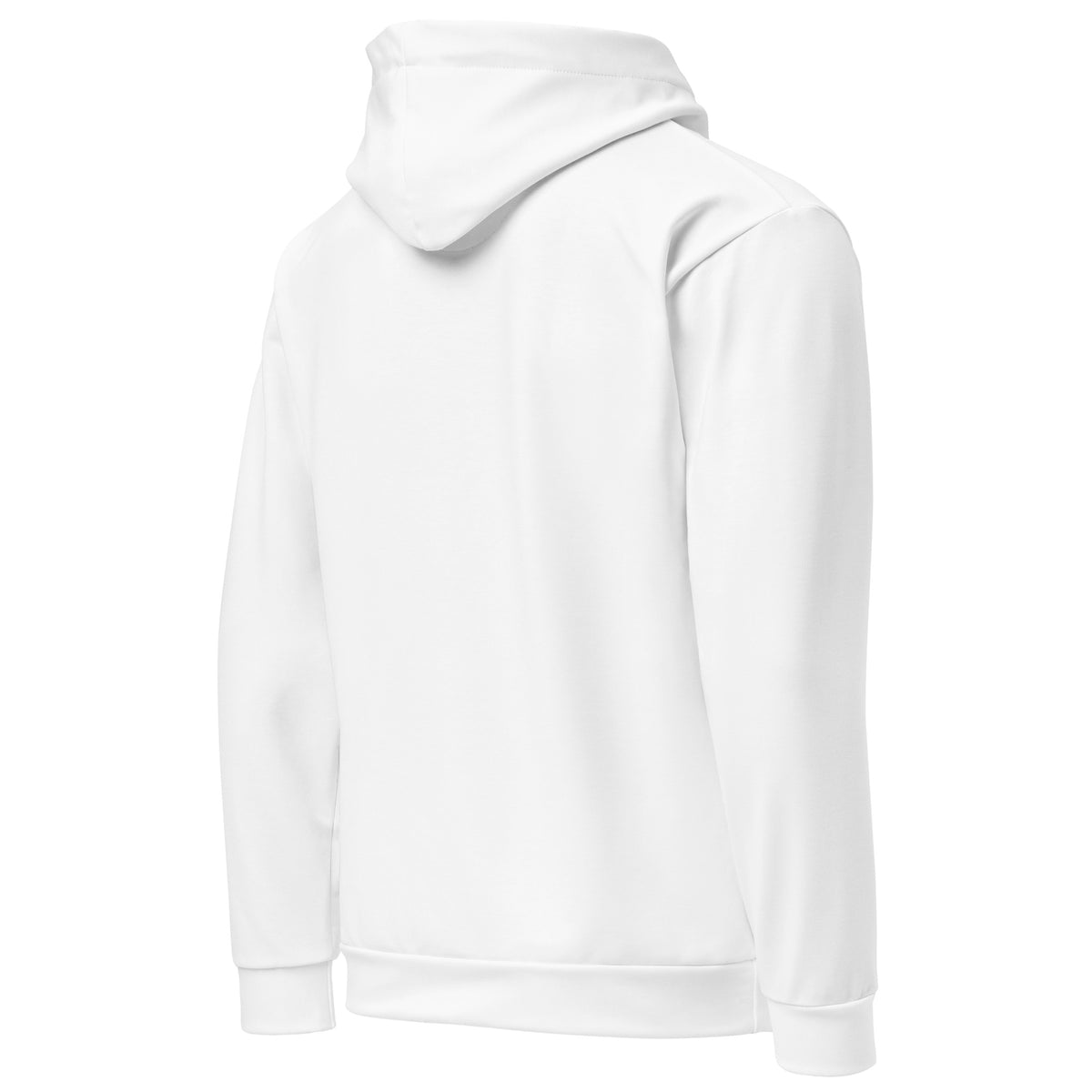 Harmony On Earth design on a white unisex hoodie, back view