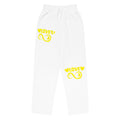 Infinite Love design on a white unisex wide-leg joggers, front view