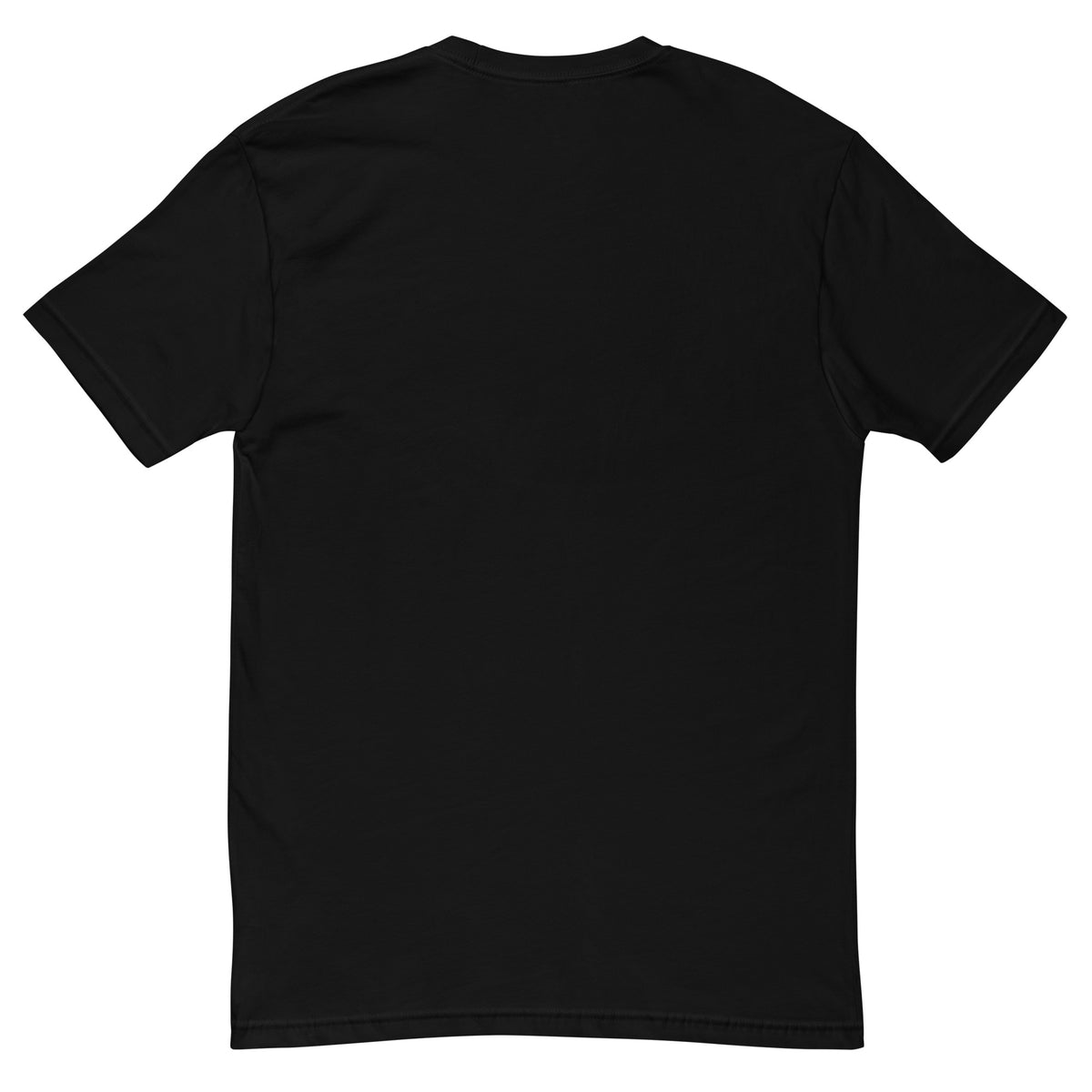 Infinite Love design on a black men's fitted t-shirt, back view