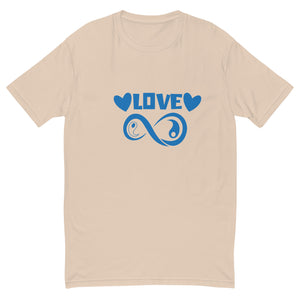 Infinite Love design on a cream men's fitted t-shirt, front view
