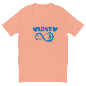 Infinite Love design on a desert pink men's fitted t-shirt, front view
