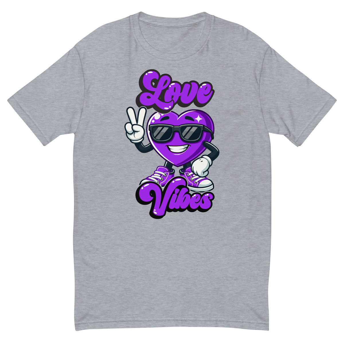 Love Vibes Cool design on a heather grey men's fitted t-shirt, front view