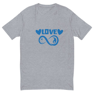 Infinite Love design on a heather grey men's fitted t-shirt, front view