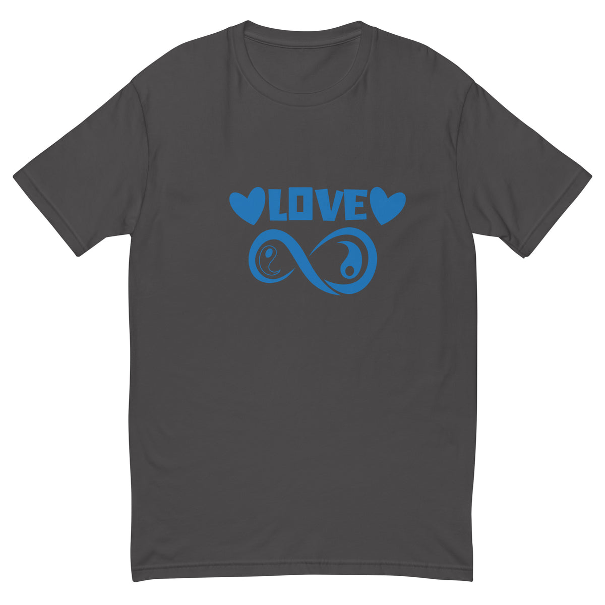 Infinite Love design on a heavy metal men's fitted t-shirt, front view