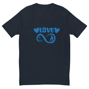 Infinite Love design on a midnight navy men's fitted t-shirt, front view