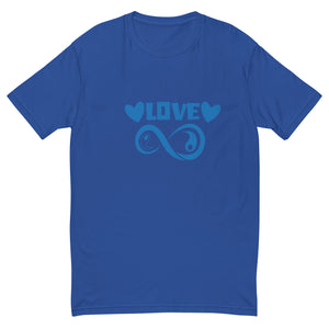 Infinite Love design on a royal blue men's fitted t-shirt, front view
