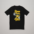 Love Vibes T-shirt, yellow print on black, front view