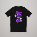 Love Vibes T-shirt, purple print on black, front view