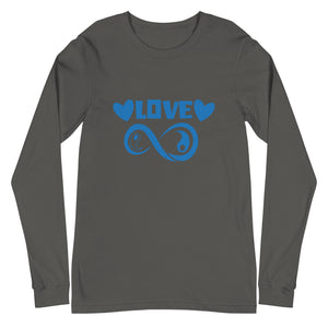 Infinite Love design on an asphalt unisex long sleeve tee, front view