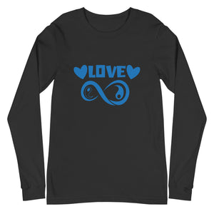 Infinite Love design on a dark grey unisex long sleeve tee, front view