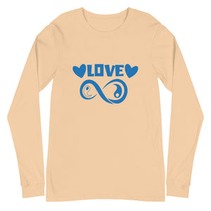 Infinite Love design on a sand dune unisex long sleeve tee, front view