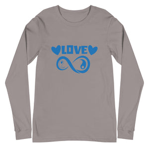 Infinite Love design on a storm unisex long sleeve tee, front view