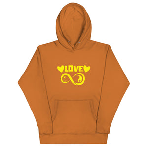 Infinite Love design on an adobe unisex hoodie, front view