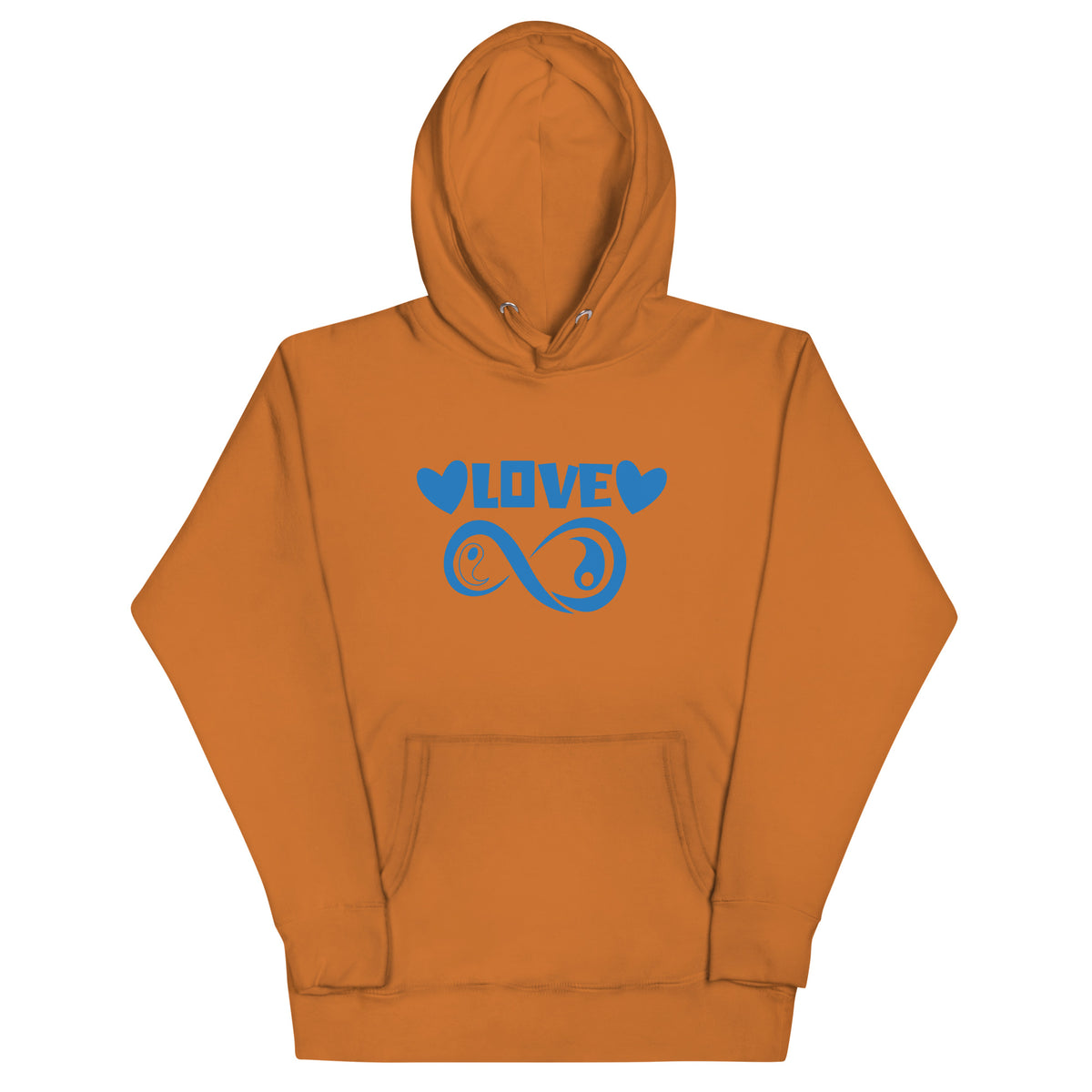 Infinite Love design on an adobe unisex hoodie, front view