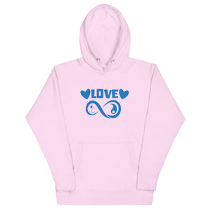 Infinite Love design on a lavender unisex hoodie, front view