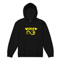 Infinite Love design on a black youth hoodie, front view